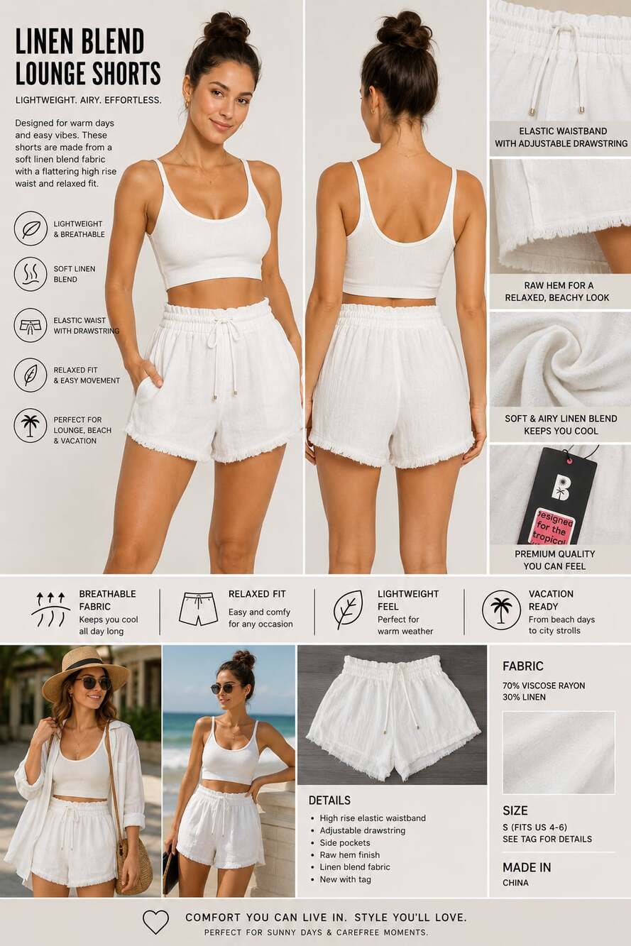 Blackbough Swim High-Rise Linen Blend Lounge Shorts